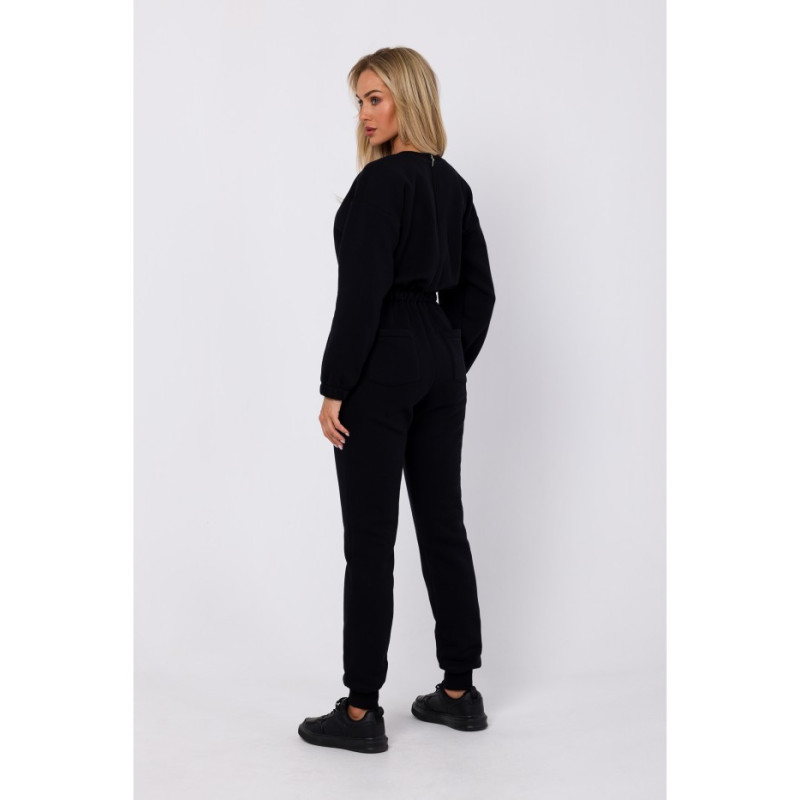 M763 Jumpsuit with elastic waistband - black