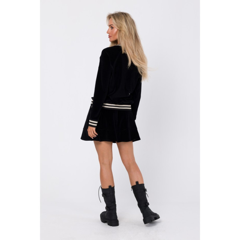 M766 Sweatshirt with decorative cuffs and stand-up collar - black