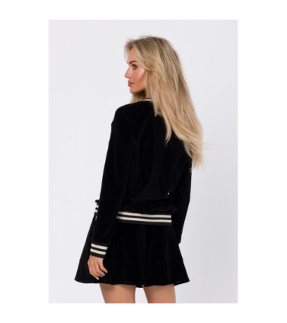 M766 Sweatshirt with decorative cuffs and stand-up collar - black