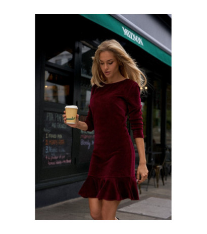 M765 Dress with frill - maroon