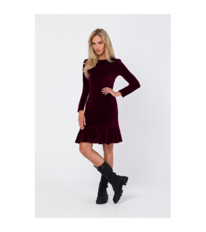 M765 Dress with frill - maroon