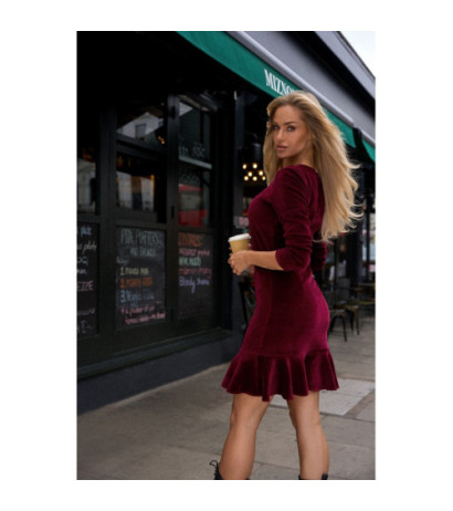 M765 Dress with frill - maroon