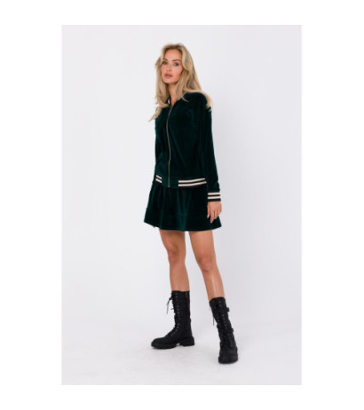 M766 Sweatshirt with decorative cuffs and stand-up collar - green