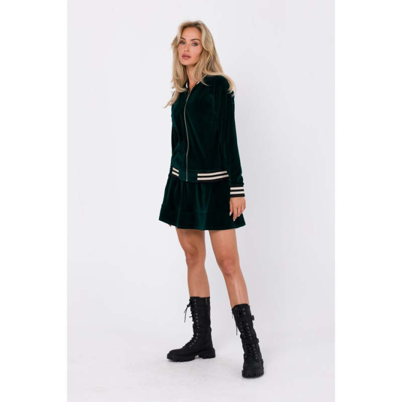 M766 Sweatshirt with decorative cuffs and stand-up collar - green