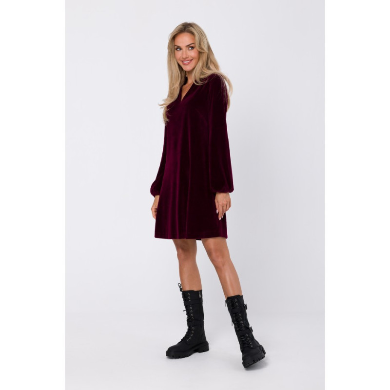 M767 V-neck dress - maroon