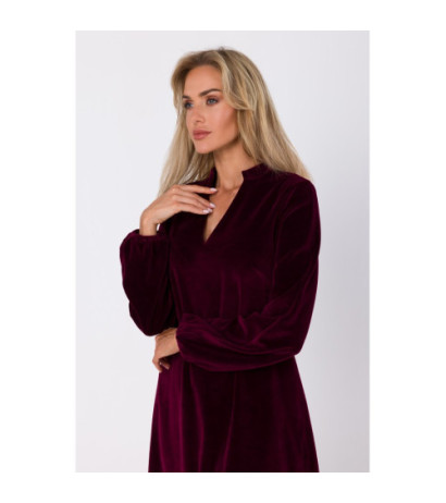 M767 V-neck dress - maroon