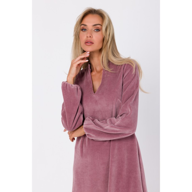 M767 V-neck dress - dirty pink