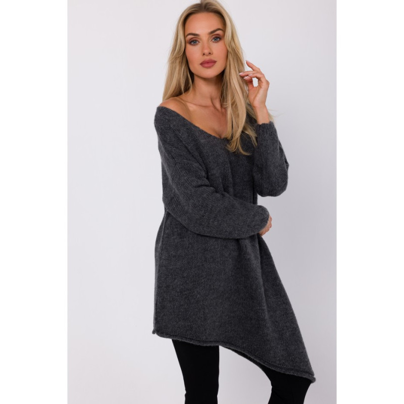 M769 Tunic sweater with asymmetrical bottom - gray