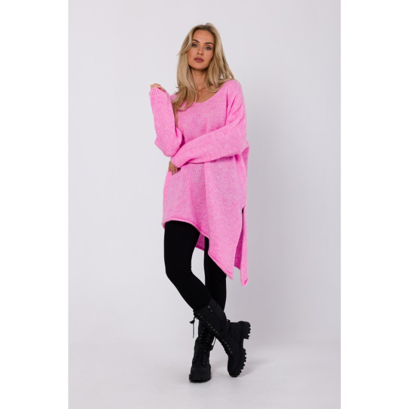 M769 Tunic sweater with asymmetrical bottom - pink