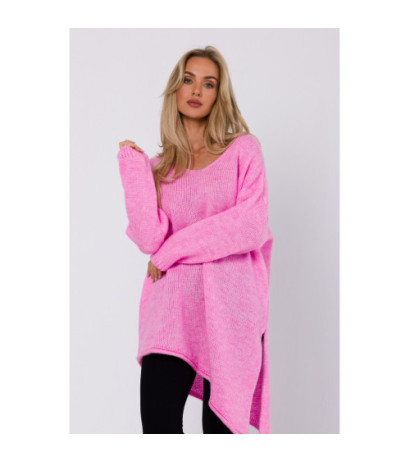 M769 Tunic sweater with asymmetrical bottom - pink