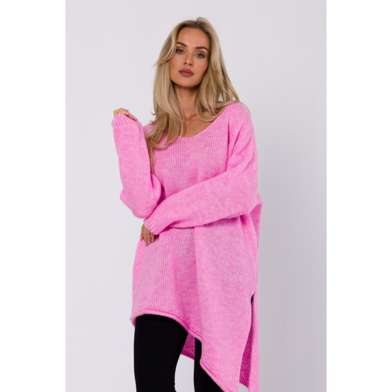 M769 Tunic sweater with asymmetrical bottom - pink