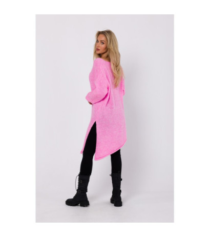 M769 Tunic sweater with asymmetrical bottom - pink