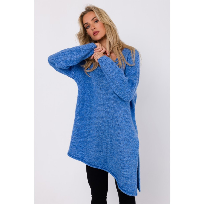 M769 Tunic sweater with asymmetrical bottom - azure