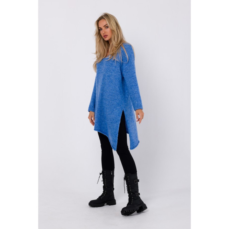 M769 Tunic sweater with asymmetrical bottom - azure