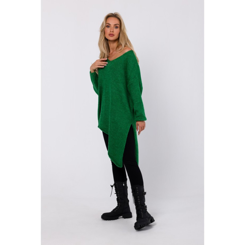 M769 Tunic sweater with asymmetrical bottom - emerald