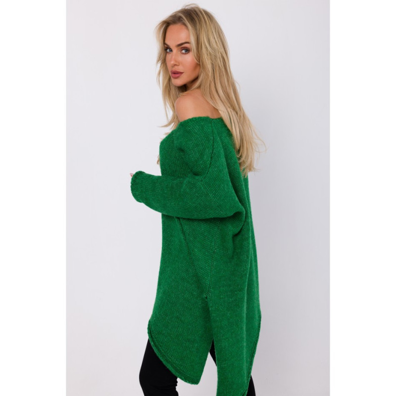 M769 Tunic sweater with asymmetrical bottom - emerald