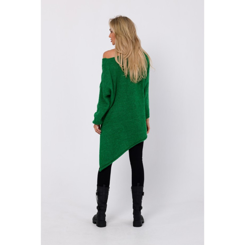 M769 Tunic sweater with asymmetrical bottom - emerald