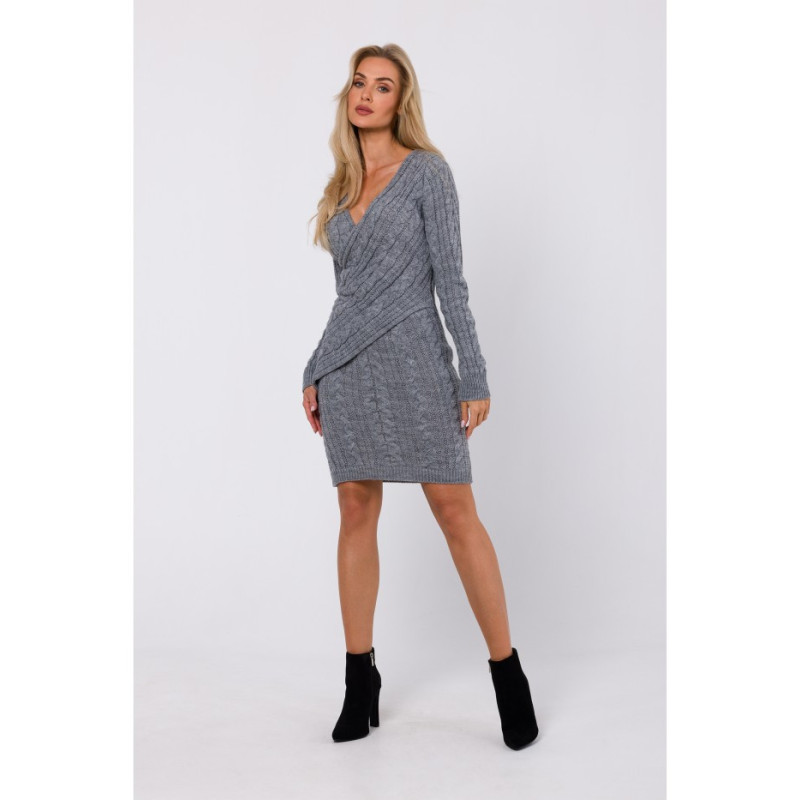 M773 Dress with interlacing on the front - gray