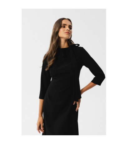 S346 Dress with binding at the neck - black