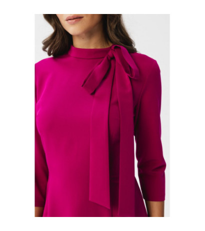 S346 Dress with binding at the neck - plum