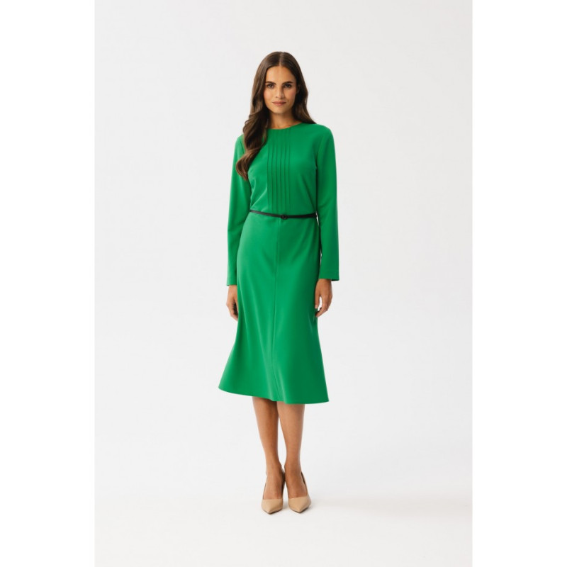 S347 Dress with stitching on neckline - juicy green