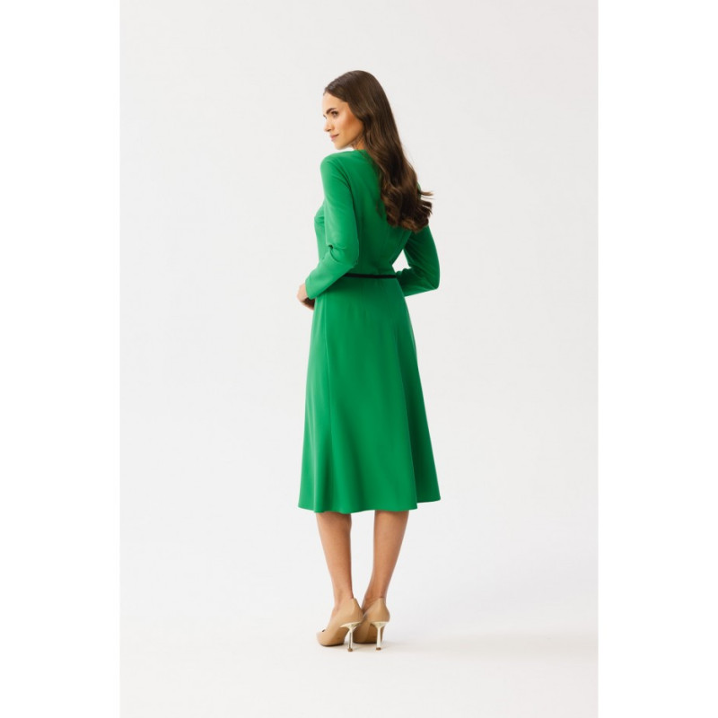 S347 Dress with stitching on neckline - juicy green