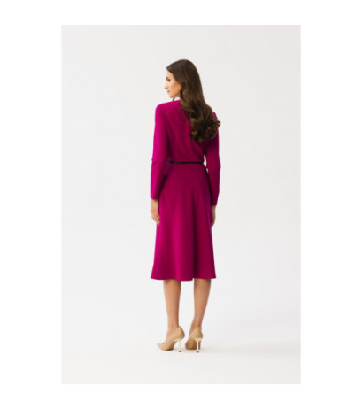 S347 Dress with stitching on neckline - plum