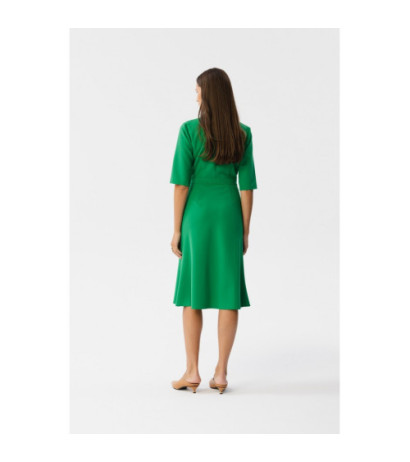 S348 Dress with envelope neckline and collar - juicy green