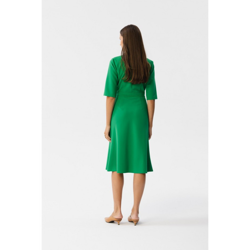 S348 Dress with envelope neckline and collar - juicy green