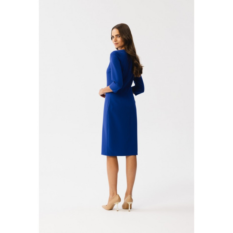 S350 Pencil dress with slit - cornflower blue