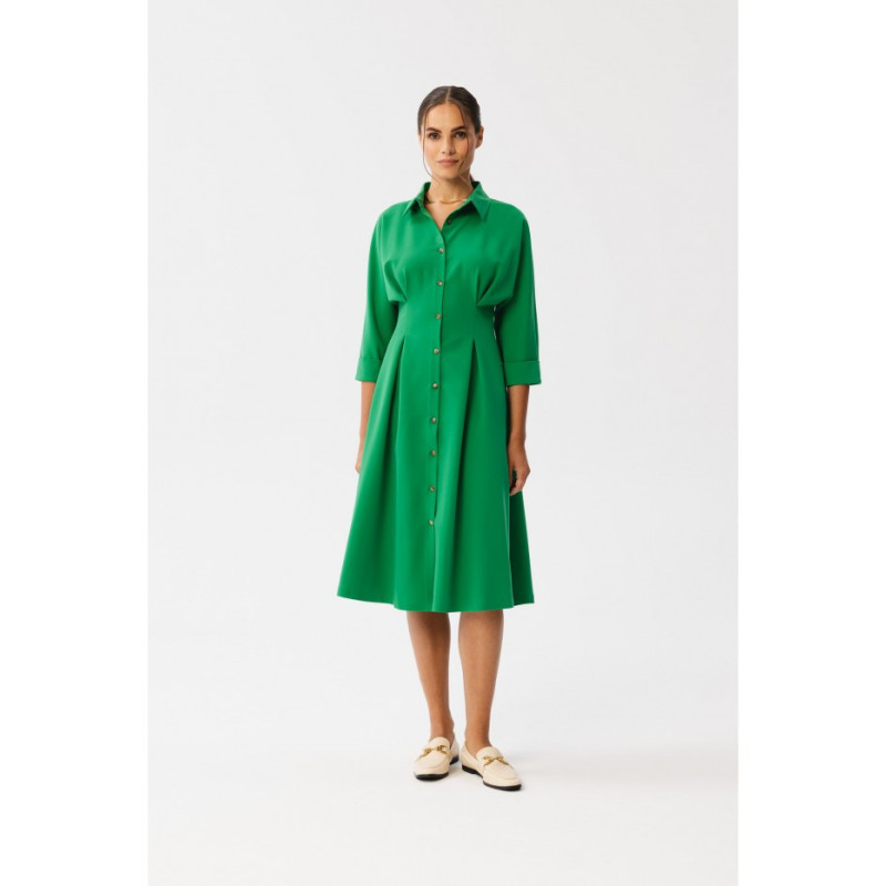 S351 Emery dress with pleats at the waist - juicy green