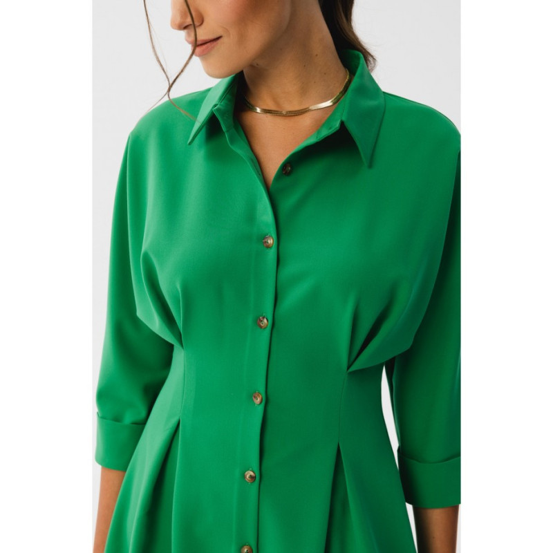 S351 Emery dress with pleats at the waist - juicy green