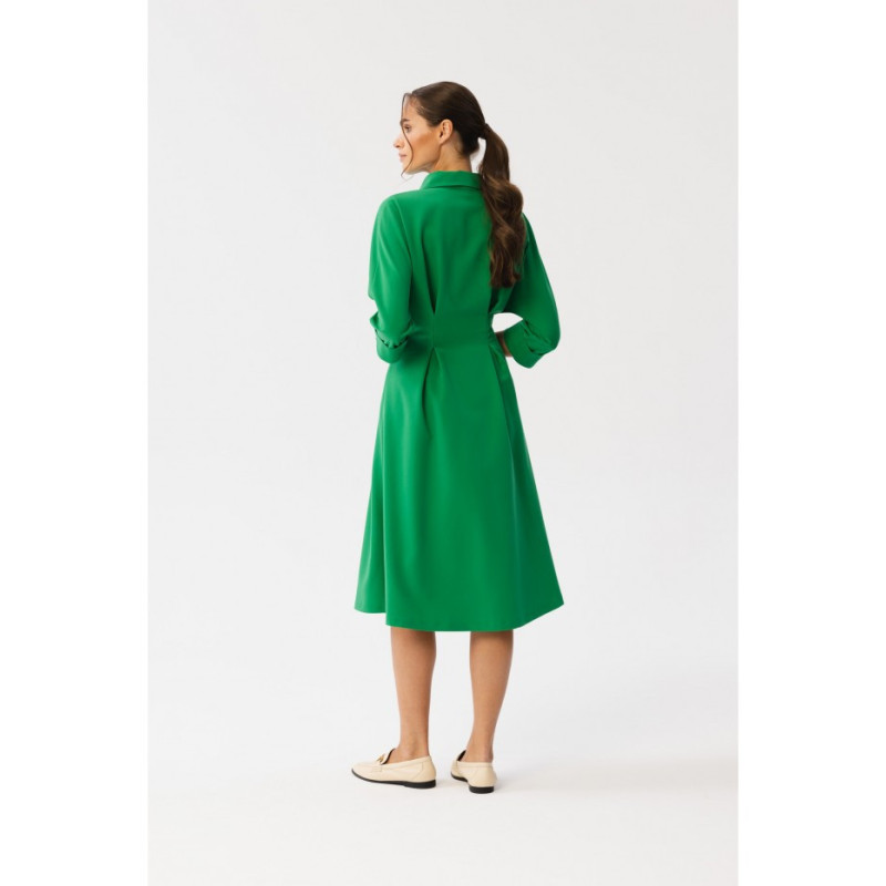 S351 Emery dress with pleats at the waist - juicy green