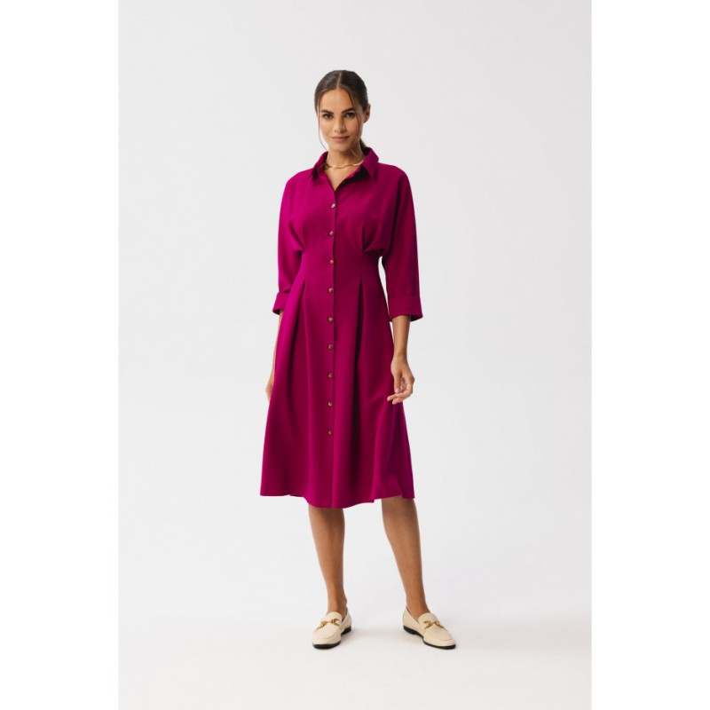 S351 Emery dress with pleats at the waist - plum