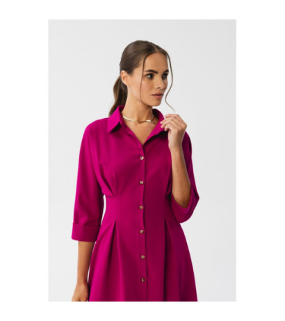 S351 Emery dress with pleats at the waist - plum