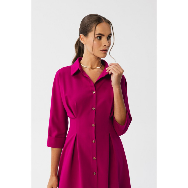 S351 Emery dress with pleats at the waist - plum