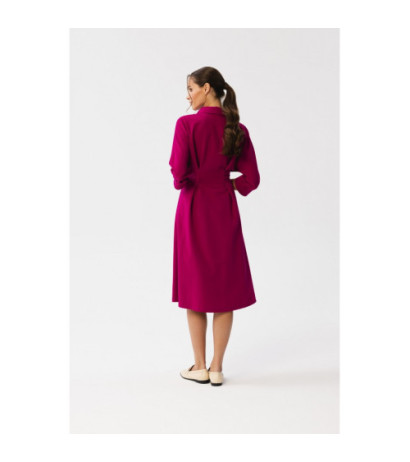 S351 Emery dress with pleats at the waist - plum