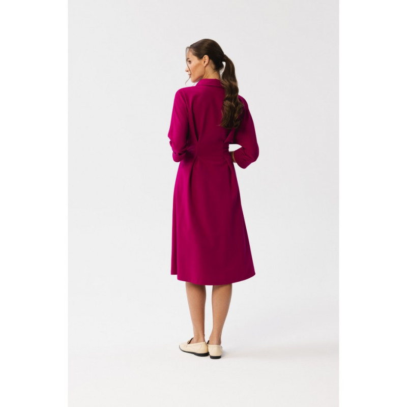 S351 Emery dress with pleats at the waist - plum