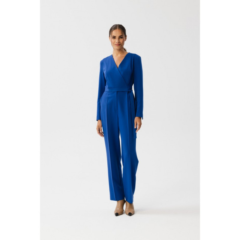 S352 Jumpsuit with ties around the waist - cornflower