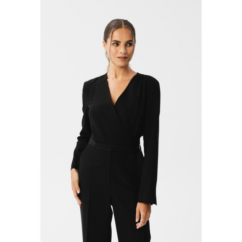 S352 Jumpsuit with ties around the waist - black