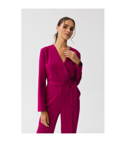 S352 Jumpsuit with ties around the waist - plum