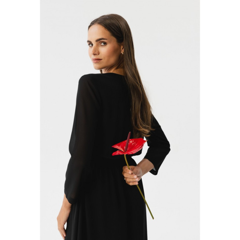 S354 Layered chiffon dress - black