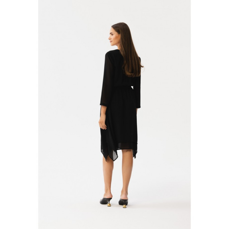 S354 Layered chiffon dress - black