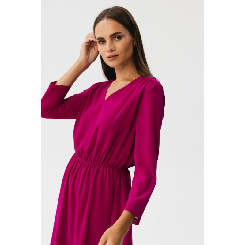 S354 Layered chiffon dress - ruby