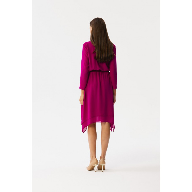 S354 Layered chiffon dress - ruby