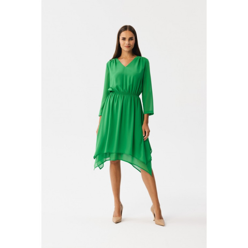 S354 Layered chiffon dress - juicy green