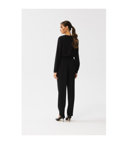 S355 Jumpsuit with a teardrop in the neckline - black