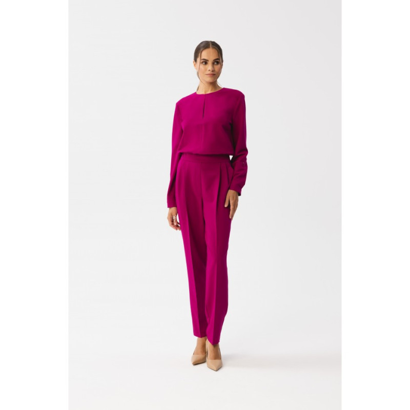 S355 Jumpsuit with a teardrop in the neckline - plum