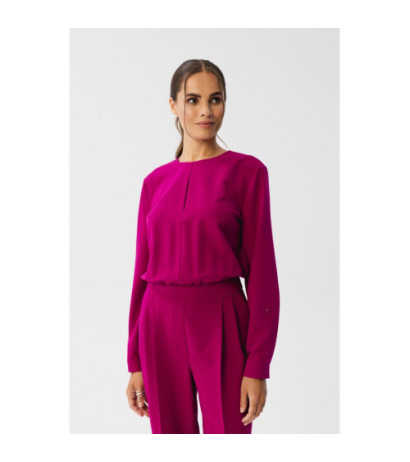 S355 Jumpsuit with a teardrop in the neckline - plum