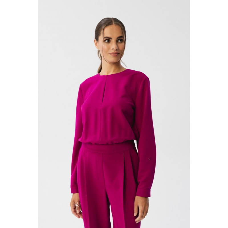 S355 Jumpsuit with a teardrop in the neckline - plum